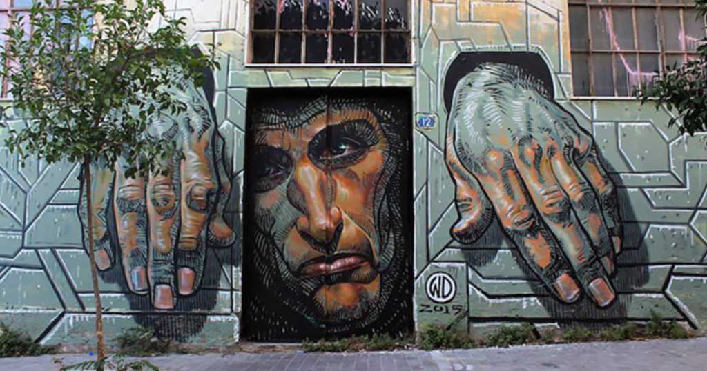 Hope Dies Last street art by WD Athenes Psiri